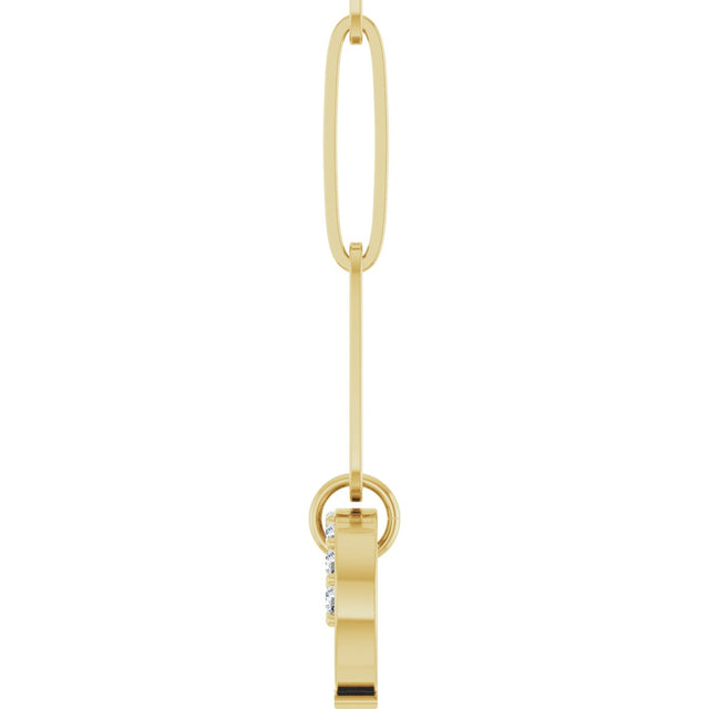 14K Gold Round Natural Diamond Accented Charm Necklace - Yellow Gold - view 3