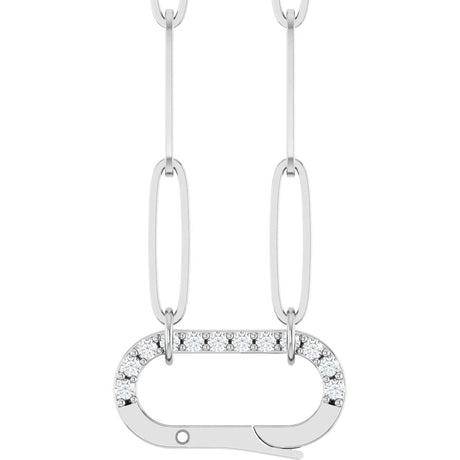 14K Gold Round Natural Diamond Accented Charm Necklace - White Gold
