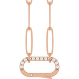 14K Gold Round Natural Diamond Accented Charm Necklace - Rose Gold
