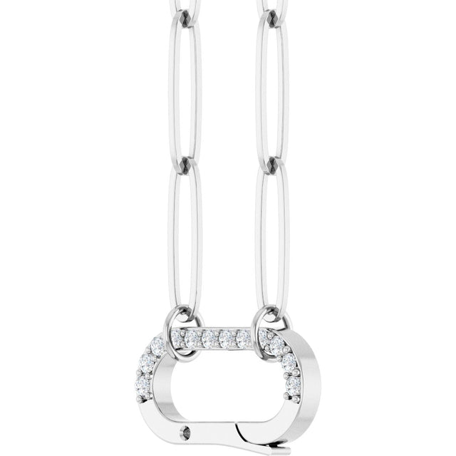 14K Gold Round Natural Diamond Accented Charm Necklace - White Gold - view 2