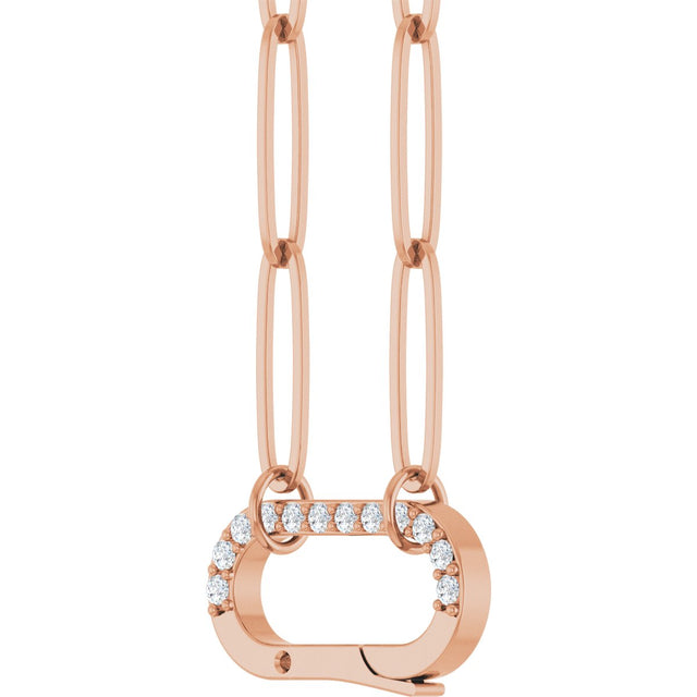14K Gold Round Natural Diamond Accented Charm Necklace - Rose Gold - view 2