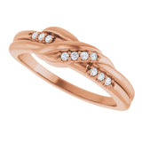 14K Gold Round Natural Diamond Accented Knot Ring – 1.2mm Stones - Rose Gold - view 5