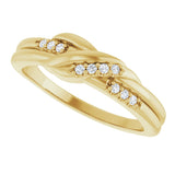 14K Gold Round Natural Diamond Accented Knot Ring – 1.2mm Stones - Yellow Gold - view 5