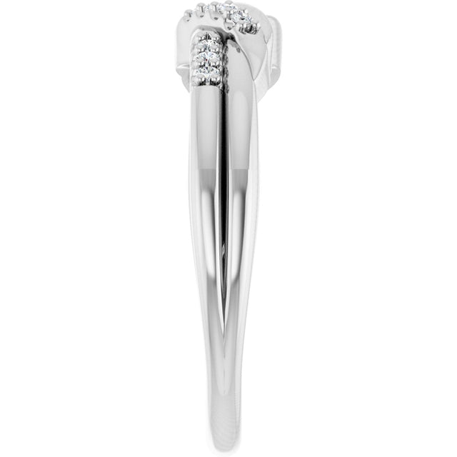 14K Gold Round Natural Diamond Accented Knot Ring – 1.2mm Stones - White Gold - view 4