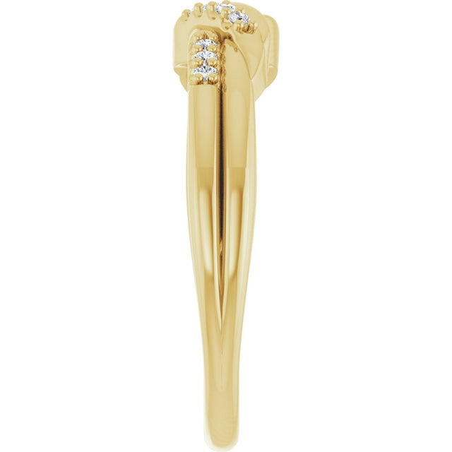 14K Gold Round Natural Diamond Accented Knot Ring – 1.2mm Stones - Yellow Gold - view 4
