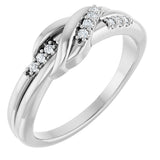 Platinum Round Natural Diamond Accented Knot Ring – 1.2mm Stones