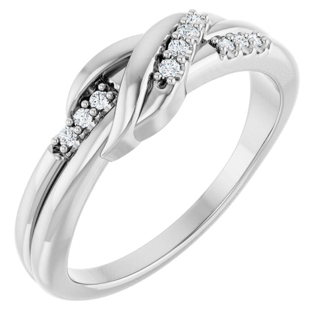Platinum Round Natural Diamond Accented Knot Ring – 1.2mm Stones
