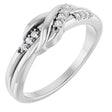 14K Gold Round Natural Diamond Accented Knot Ring – 1.2mm Stones - White Gold