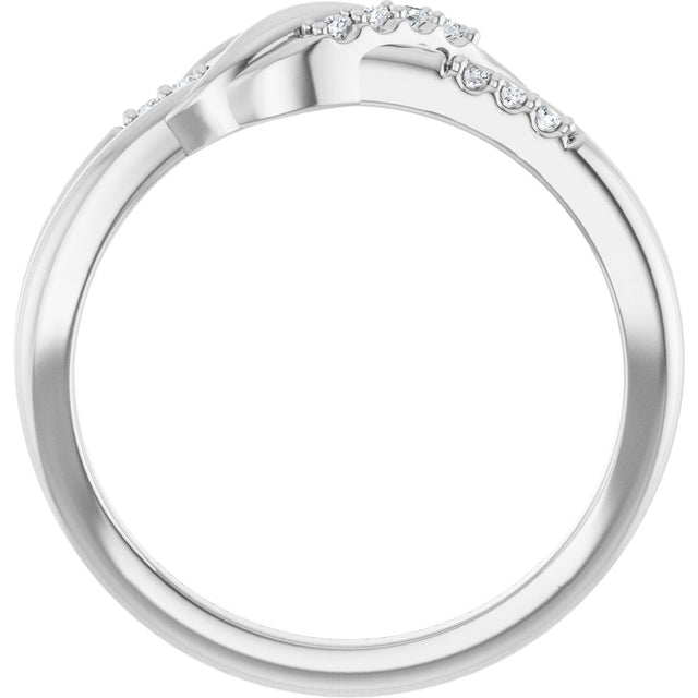 14K Gold Round Natural Diamond Accented Knot Ring – 1.2mm Stones - White Gold - view 2
