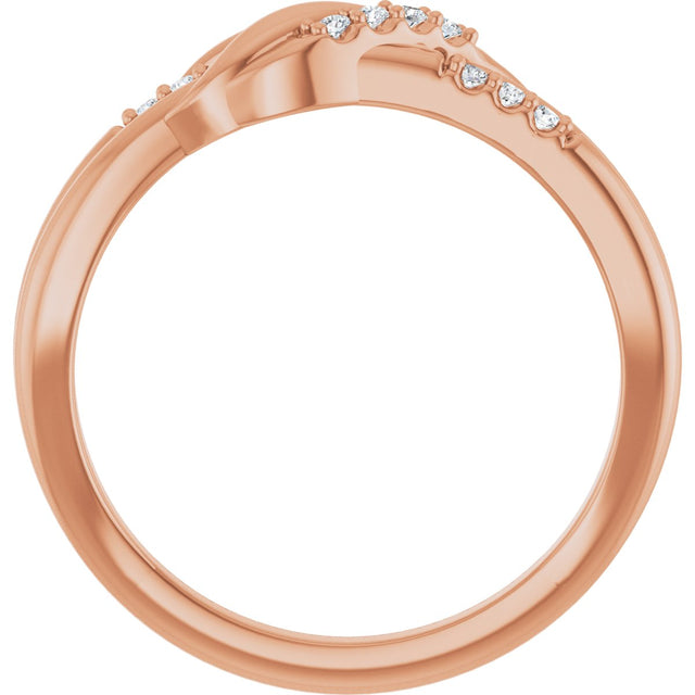 14K Gold Round Natural Diamond Accented Knot Ring – 1.2mm Stones - Rose Gold - view 2