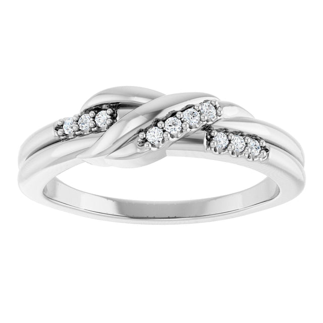 Platinum Round Natural Diamond Accented Knot Ring – 1.2mm Stones - view 3