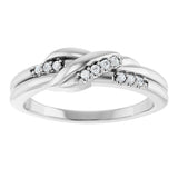 14K Gold Round Natural Diamond Accented Knot Ring – 1.2mm Stones - White Gold - view 3