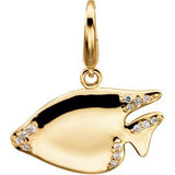 14K Gold Round Natural Diamond Accented Sunfish Pendant
