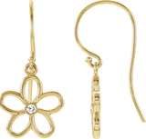 14K Gold Round Natural Diamond Flower Earrings – 2mm Stones