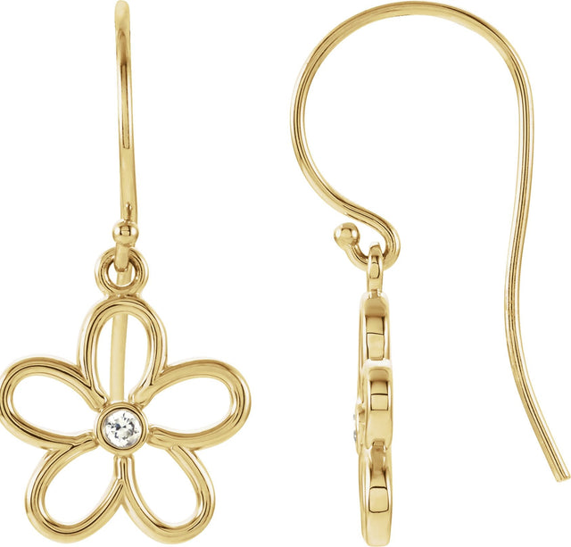 14K Gold Round Natural Diamond Flower Earrings – 2mm Stones