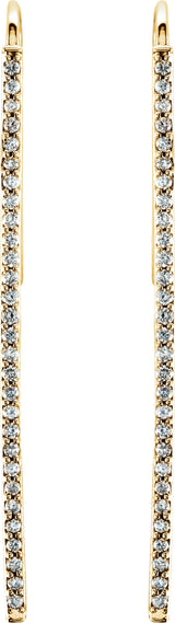 14K Gold Round Natural Diamond Bar Earrings - Yellow Gold