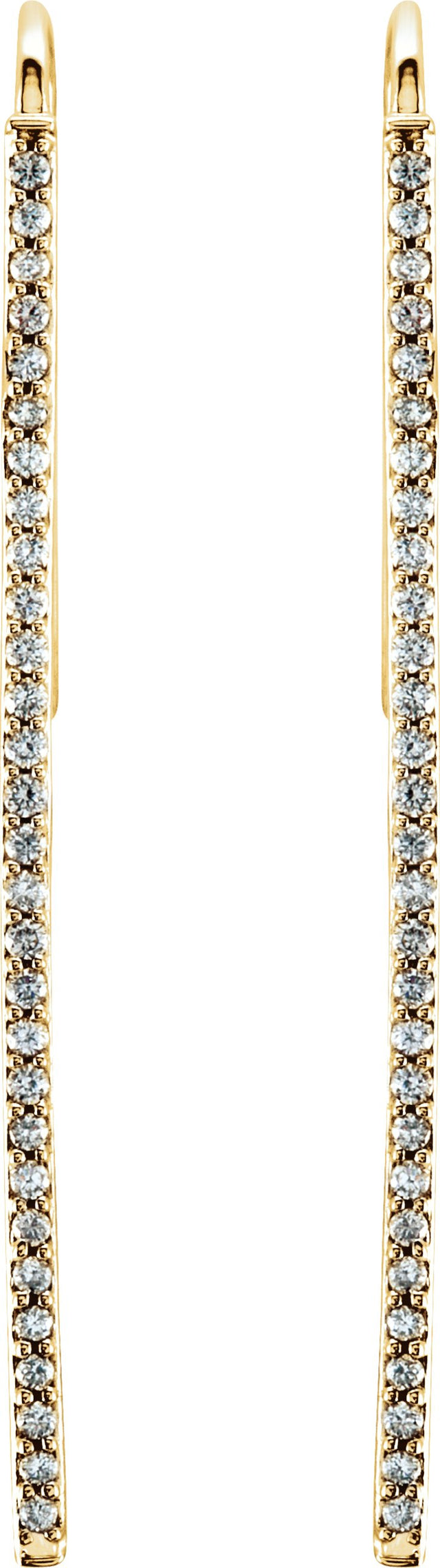 14K Gold Round Natural Diamond Bar Earrings - Yellow Gold