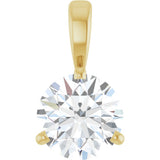 14K Gold Round Natural Diamond Solitaire Necklace or Pendant - Yellow Gold