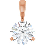 14K Gold Round Lab-Grown Diamond Solitaire Necklace or Pendant - Rose Gold