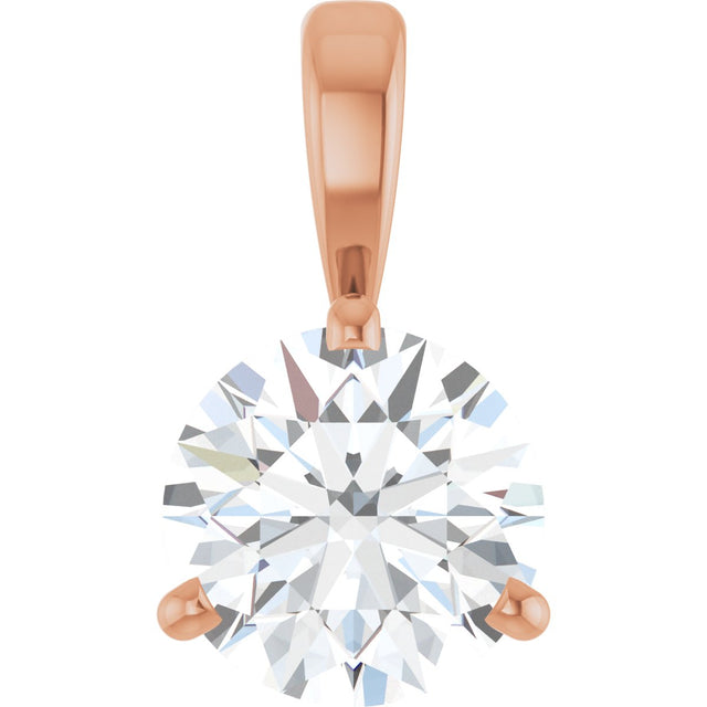 14K Gold Round Lab-Grown Diamond Solitaire Necklace or Pendant - Rose Gold