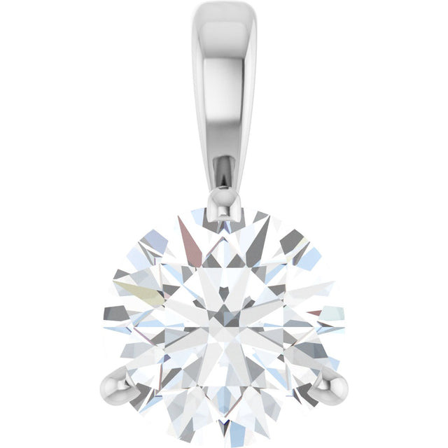 Platinum Round Lab-Grown Diamond Solitaire Necklace or Pendant