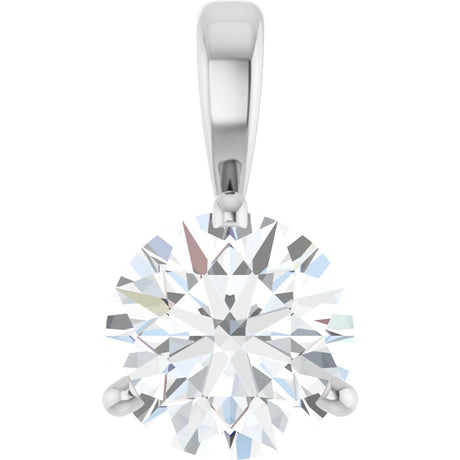 14K Gold Round Lab-Grown Diamond Solitaire Necklace or Pendant - White Gold