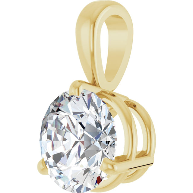 14K Gold Round Natural Diamond Solitaire Necklace or Pendant - Yellow Gold - view 2