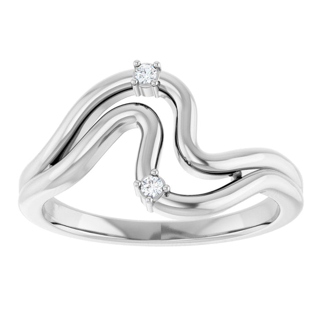 Platinum Round Natural Diamond Accented Ring – 1.5mm Stones - view 3
