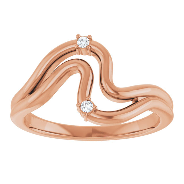 14K Gold Round Natural Diamond Accented Ring – 1.5mm Stones - Rose Gold - view 3
