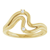 14K Gold Round Natural Diamond Accented Ring – 1.5mm Stones - Yellow Gold - view 3