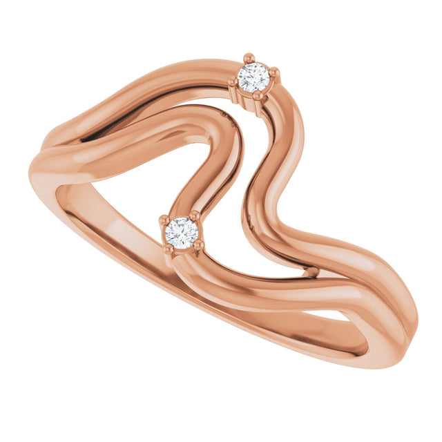 14K Gold Round Natural Diamond Accented Ring – 1.5mm Stones - Rose Gold - view 5