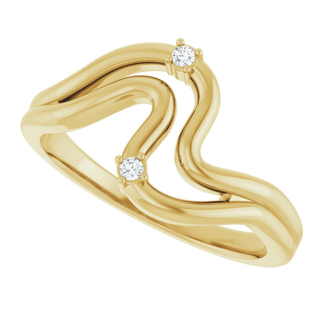 14K Gold Round Natural Diamond Accented Ring – 1.5mm Stones - Yellow Gold - view 5