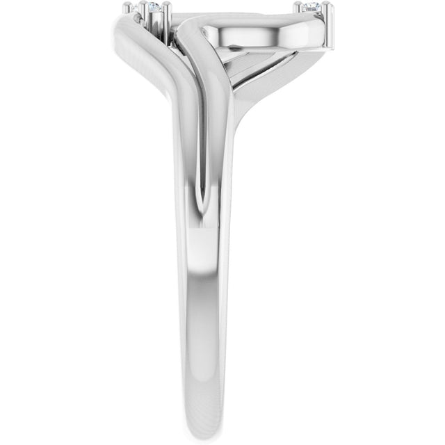 14K Gold Round Natural Diamond Accented Ring – 1.5mm Stones - White Gold - view 4