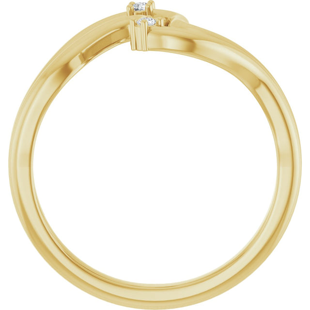 14K Gold Round Natural Diamond Accented Ring – 1.5mm Stones - Yellow Gold - view 2