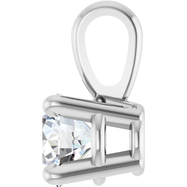 14K Gold Round Lab-Grown Diamond Solitaire Necklace or Pendant – up to 1 1/4 CTW - White Gold - view 3