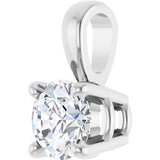 14K Gold Round Natural Diamond Solitaire Necklace or Pendant – up to 1 1/4 CTW - White Gold - view 2