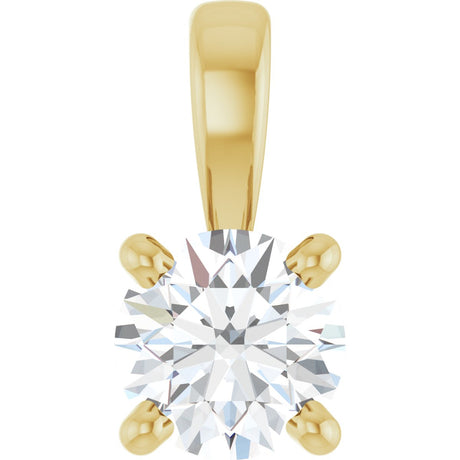 14K Gold Round Lab-Grown Diamond Solitaire Necklace or Pendant – up to 1 1/4 CTW - Yellow Gold