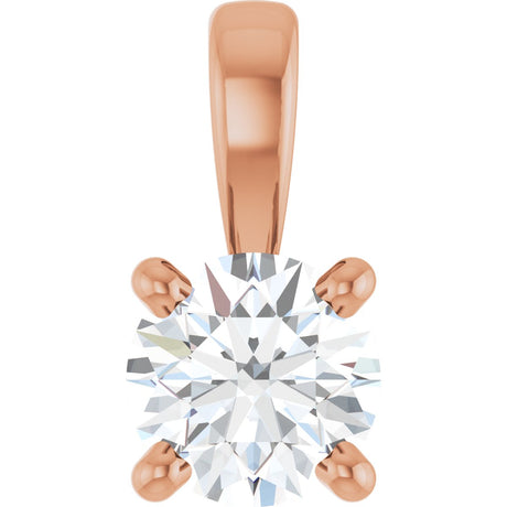 14K Gold Round Lab-Grown Diamond Solitaire Necklace or Pendant – up to 1 1/4 CTW - Rose Gold