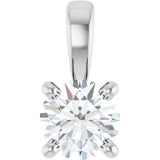 14K Gold Round Natural Diamond Solitaire Necklace or Pendant – up to 1 1/4 CTW - White Gold