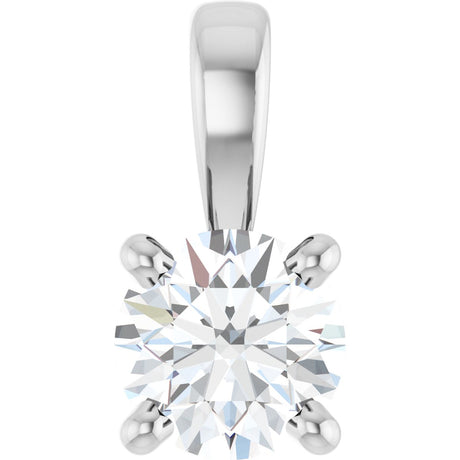 14K Gold Round Natural Diamond Solitaire Necklace or Pendant – up to 1 1/4 CTW - White Gold