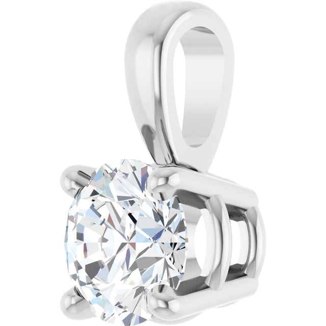 14K Gold Round Lab-Grown Diamond Solitaire Necklace or Pendant – 4-8mm Stones - White Gold - view 3