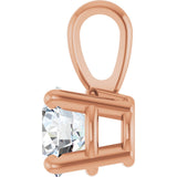 14K Gold Round Lab-Grown Diamond Solitaire Necklace or Pendant – 4-8mm Stones - Rose Gold - view 2