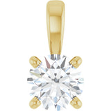 14K Gold Round Natural Diamond Solitaire Necklace or Pendant – up to 1 1/4 CTW - Yellow Gold