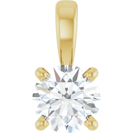 14K Gold Round Lab-Grown Diamond Solitaire Necklace or Pendant – up to 1 1/4 CTW - Yellow Gold