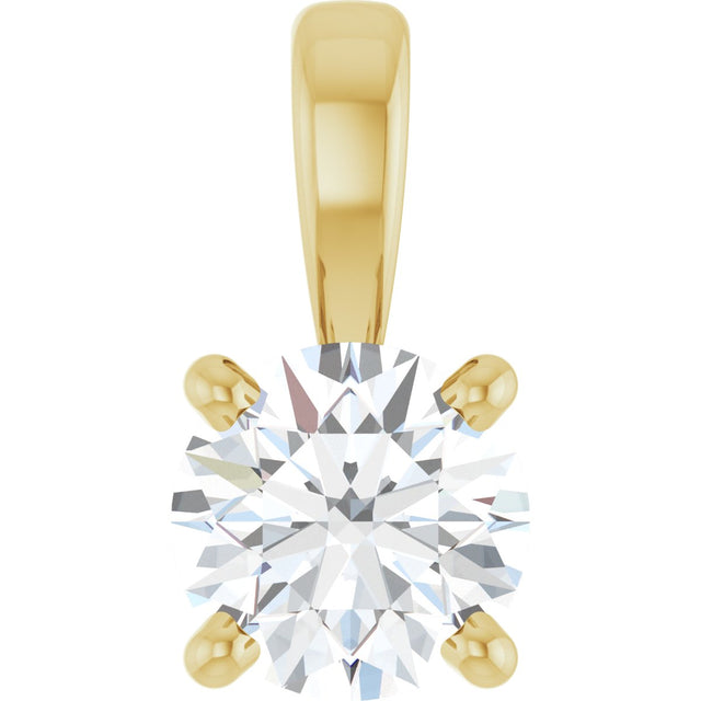 14K Gold Round Lab-Grown Diamond Solitaire Necklace or Pendant – up to 1 1/4 CTW - Yellow Gold