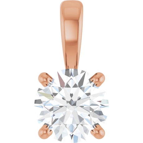 14K Gold Round Lab-Grown Diamond Solitaire Necklace or Pendant – up to 1 1/4 CTW - Rose Gold