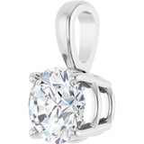 14K Gold Round Natural Diamond Solitaire Necklace or Pendant – up to 1 1/4 CTW - White Gold - view 2