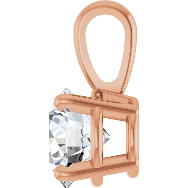 14K Gold Round Lab-Grown Diamond Solitaire Necklace or Pendant – up to 1 1/4 CTW - Rose Gold - view 3