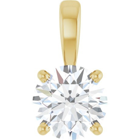 14K Gold Round Lab-Grown Diamond Solitaire Necklace or Pendant – up to 1 1/4 CTW - Yellow Gold