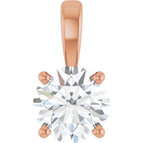 14K Gold Round Lab-Grown Diamond Solitaire Necklace or Pendant – up to 1 1/4 CTW - Rose Gold